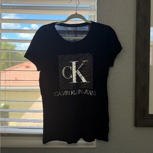 Calvin Klein Black Tee with Silver Logo